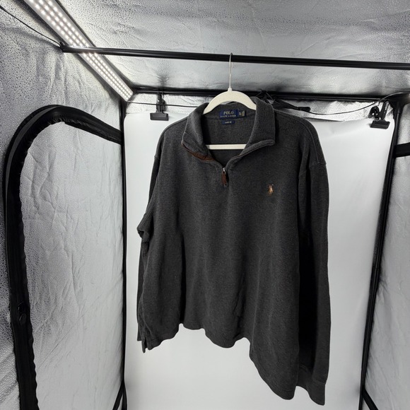 Polo Ralph Lauren Other - Polo Ralph Lauren Estate Rib Quarter Zip Pullover Charcoal Grey XL Mens Sweater